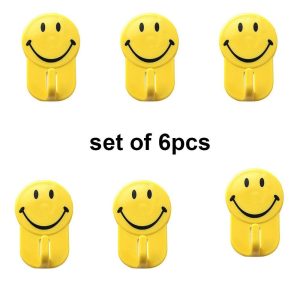 604-plastic-self-adhesive-smiley-face-hooks-1-kg-load-capacity-6pcs