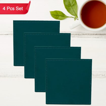 5712 SQUARE TEA COASTER – DINING TABLE DECOR ACCESSORIES – COASTER FOR DINING TABLE FOR HOT POTS COASTERS FOR CUPS DURABLE AND LONG-LASTING, LEATHER COFFEE TABLE FOR HOME OR OFFICE USE (4 PC)